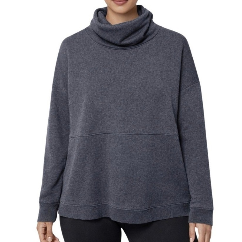 Athleta Womens Coaster Luxe Cowl Neck Sweatshirt Charcoal Gray Heather Size M
